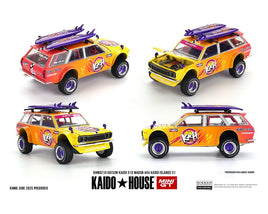 Kaido House x Mini GT 1:64 Datsun KAIDO 510 Wagon 4×4 Kaido ISLANDS V1- Orange-  KHMG210
