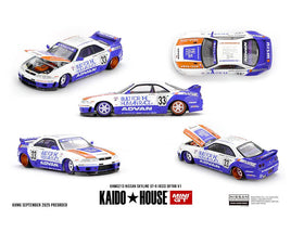 Kaido House x Mini GT Nissan Skyline GT-R (R33) BFTHR V1 – White w/ Blue Two-tone