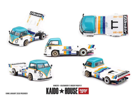 Kaido House x Mini GT 1:64 Volkswagen T1 GReddy Pickup V1 Now Then & Forever Collectibles