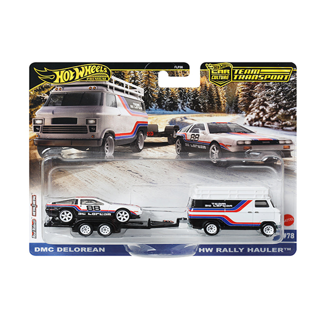 (Preorder) Hot Wheels 1:64 Team Transport 2024 F-DMC DELOREAN / HW RALLY HAULER