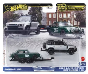 Hot Wheels Team Transport 2024 - JAGUAR MK 1 / 2023 LAND ROVER DEFENDER 110