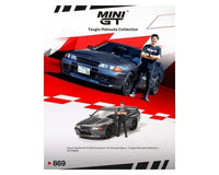 Mini GT Nissan GT-R R32 Nismo Gunmetal w/ Tsugio Matsuda Figure 1/64