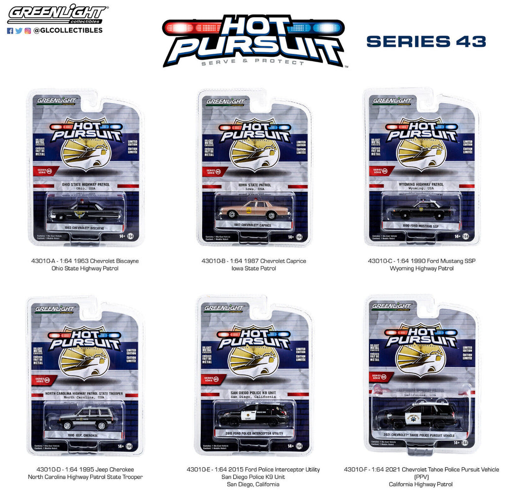 Greenlight 1/64th scale Hot Pursuit Series 43 6-car set