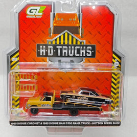 1:64 H.D Trucks Series 26 - 1985 Dodge Ram D350 Ramp Truck - Hotton Speed Shop with 1965 Dodge Coronet - Hotton Speed Shop