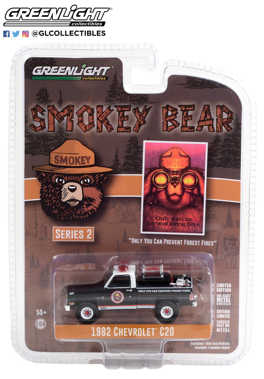 Smokey Bear Series 2 - 1982 Chevrolet C20 Custom Deluxe with Fire Equipment, Hose and Tank “Only You Can Prevent Forest Fires