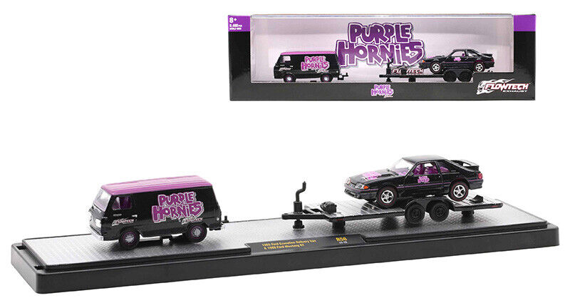 Purple Hornies - 1965 Ford Econoline Delivery Van and 1988 Ford Mustang GT